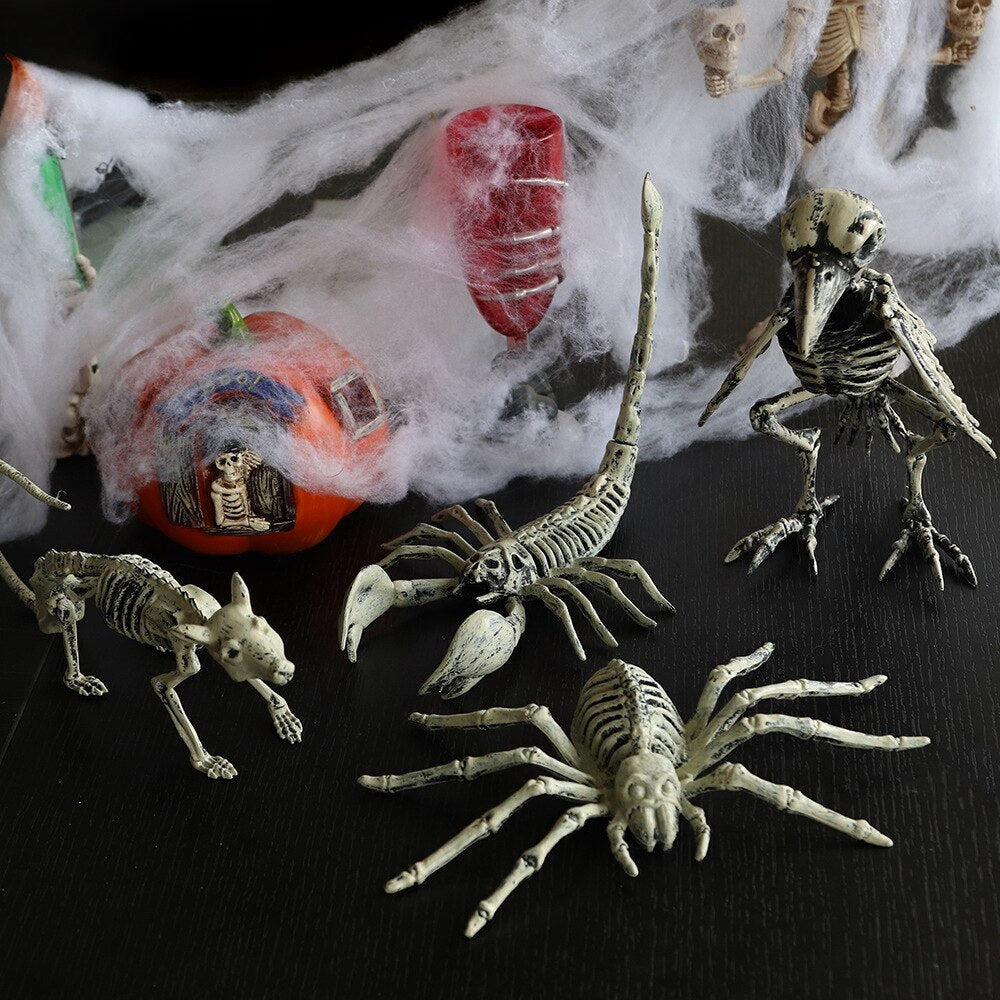 Horror Spider Scorpion Crow Mouse Skeleton Bones Happy Halloween Party Decoration Props Creepy Animal Frightening Ornaments acacuss