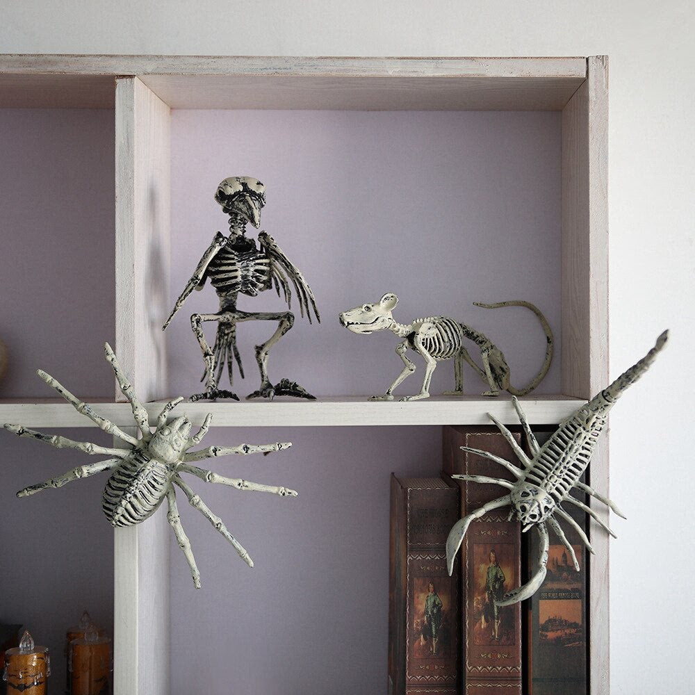 Horror Spider Scorpion Crow Mouse Skeleton Bones Happy Halloween Party Decoration Props Creepy Animal Frightening Ornaments acacuss