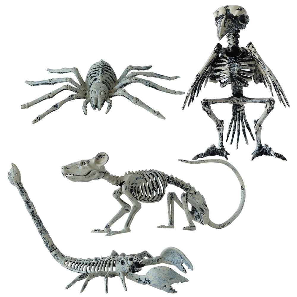 Horror Spider Scorpion Crow Mouse Skeleton Bones Happy Halloween Party Decoration Props Creepy Animal Frightening Ornaments acacuss