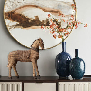 Horse Resin Statue Rattan Weaving Pattern Simulation Animal Modern Art Decoration Study Tv Cabinet Wine Cabinet Sculpture Craft acacuss