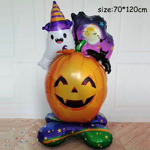 Huge Standing Halloween Pumpkin Ghost Balloons Witch Bat Spider Foil Ballon Inflatable Kids Toys Globos Halloween Party Supplies acacuss