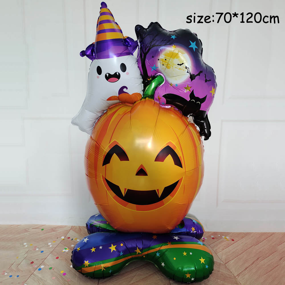 Huge Standing Halloween Pumpkin Ghost Balloons Witch Bat Spider Foil Ballon Inflatable Kids Toys Globos Halloween Party Supplies acacuss