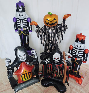 Huge Standing Halloween Pumpkin Ghost Balloons Witch Bat Spider Foil Ballon Inflatable Kids Toys Globos Halloween Party Supplies acacuss