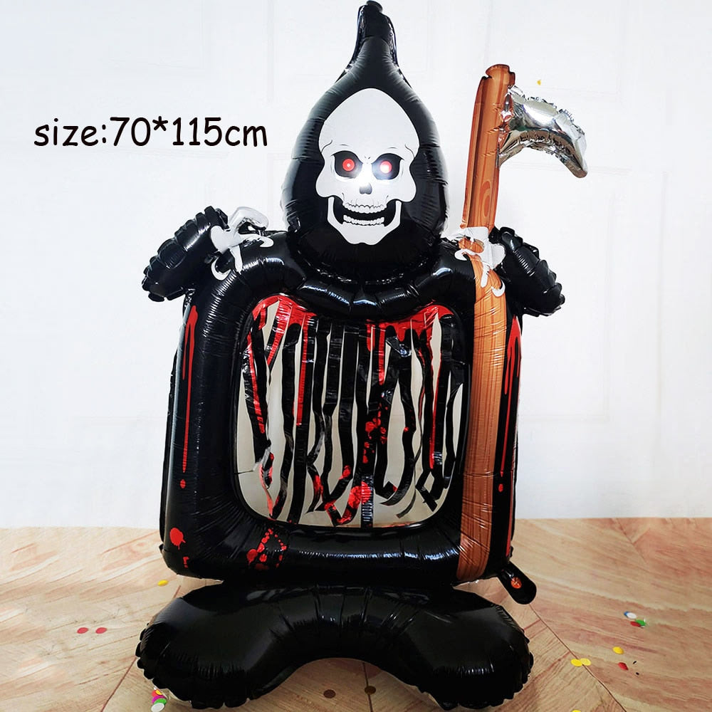 Huge Standing Halloween Pumpkin Ghost Balloons Witch Bat Spider Foil Ballon Inflatable Kids Toys Globos Halloween Party Supplies acacuss