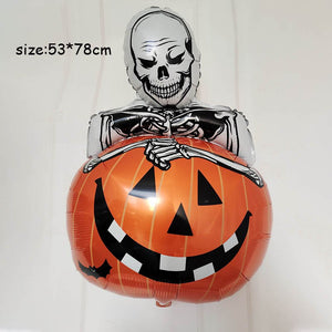 Huge Standing Halloween Pumpkin Ghost Balloons Witch Bat Spider Foil Ballon Inflatable Kids Toys Globos Halloween Party Supplies acacuss