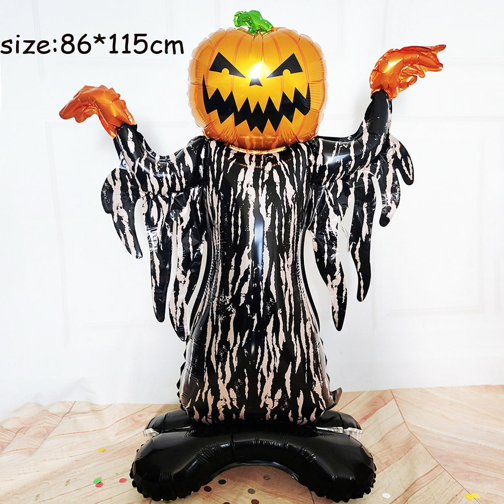 Huge Standing Halloween Pumpkin Ghost Balloons Witch Bat Spider Foil Ballon Inflatable Kids Toys Globos Halloween Party Supplies acacuss