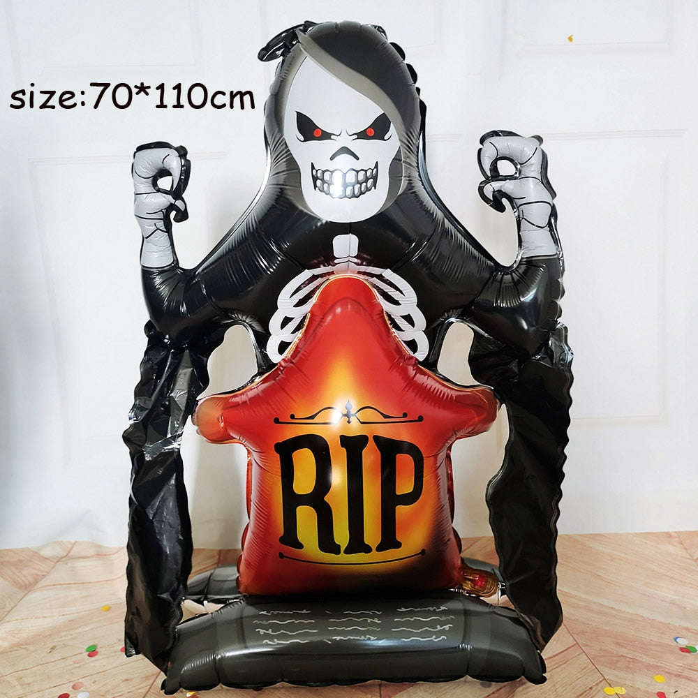 Huge Standing Halloween Pumpkin Ghost Balloons Witch Bat Spider Foil Ballon Inflatable Kids Toys Globos Halloween Party Supplies acacuss