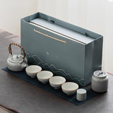 Ice Grey Glaze Kung Fu Tea Set Home Office Ceramic Teapot Handle Tea Cup Tea Tray Plant Grey Tea Pot and Cup Set Luxury Tea Set acacuss