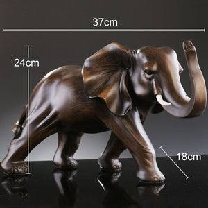 Imitation Wood Elephant Statue Resin Crafts Animal Sculpture Desk Decoration Ornaments Living Room Furnishings Home Decor Modern acacuss