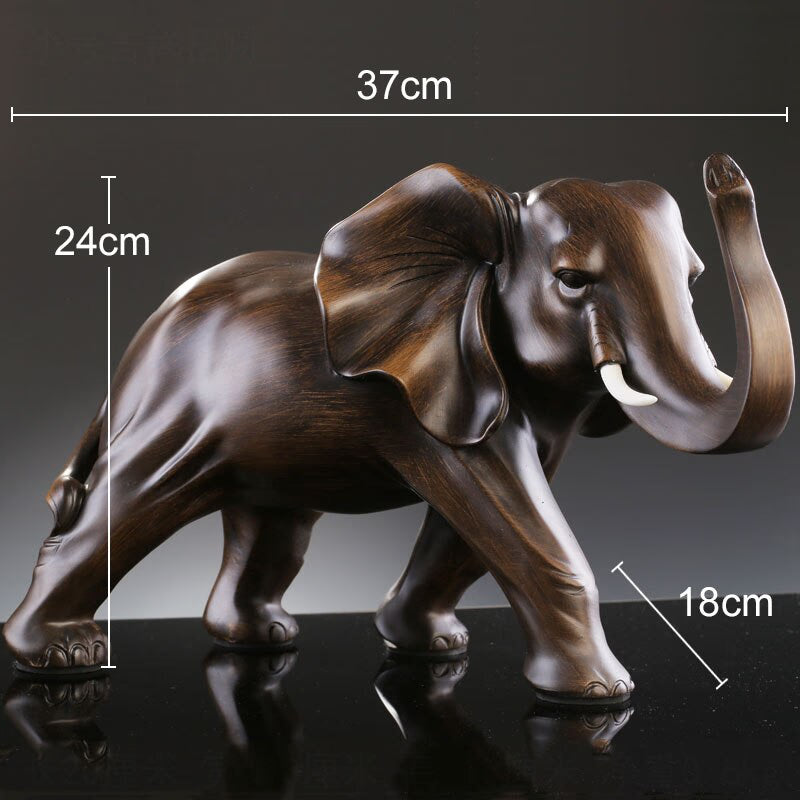 Imitation Wood Elephant Statue Resin Crafts Animal Sculpture Desk Decoration Ornaments Living Room Furnishings Home Decor Modern acacuss
