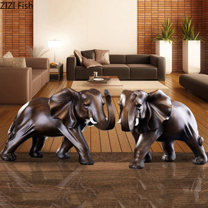 Imitation Wood Elephant Statue Resin Crafts Animal Sculpture Desk Decoration Ornaments Living Room Furnishings Home Decor Modern acacuss