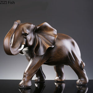 Imitation Wood Elephant Statue Resin Crafts Animal Sculpture Desk Decoration Ornaments Living Room Furnishings Home Decor Modern acacuss