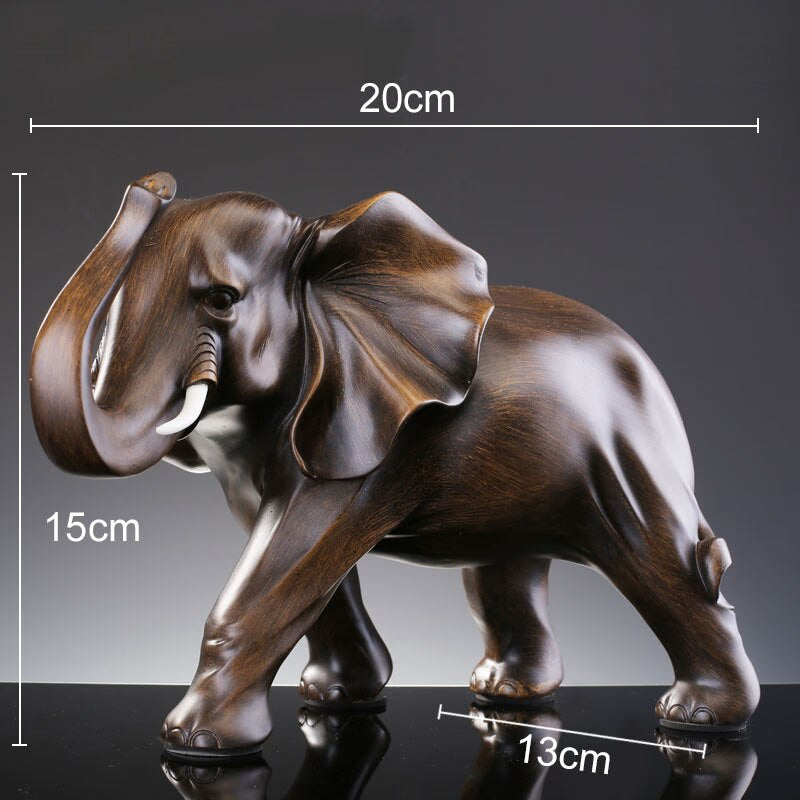 Imitation Wood Elephant Statue Resin Crafts Animal Sculpture Desk Decoration Ornaments Living Room Furnishings Home Decor Modern acacuss
