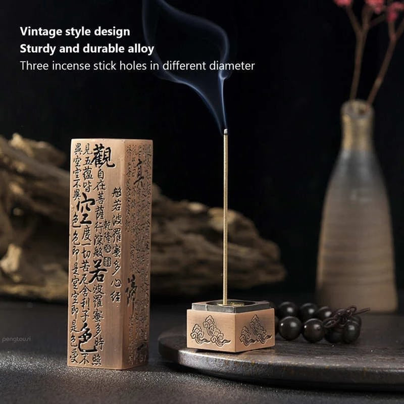 Incense Burner Retro Vertical Relief Craft Hollow Carving Dragon Phoenix Pillar Spice Incense Holder Office Home Accessories acacuss
