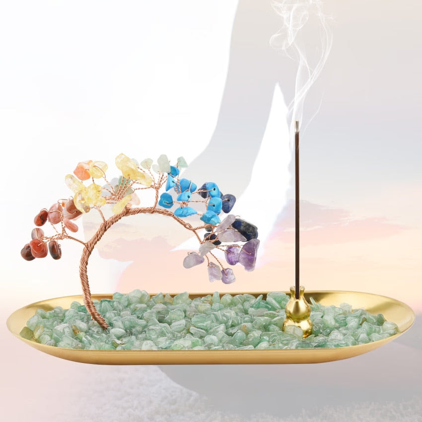 Incense Holder Crystal Incense Burner Holder 7 Chakra Crystal Incense Sticks Holder Incense Trays for Wealth & Luck Home Garden acacuss