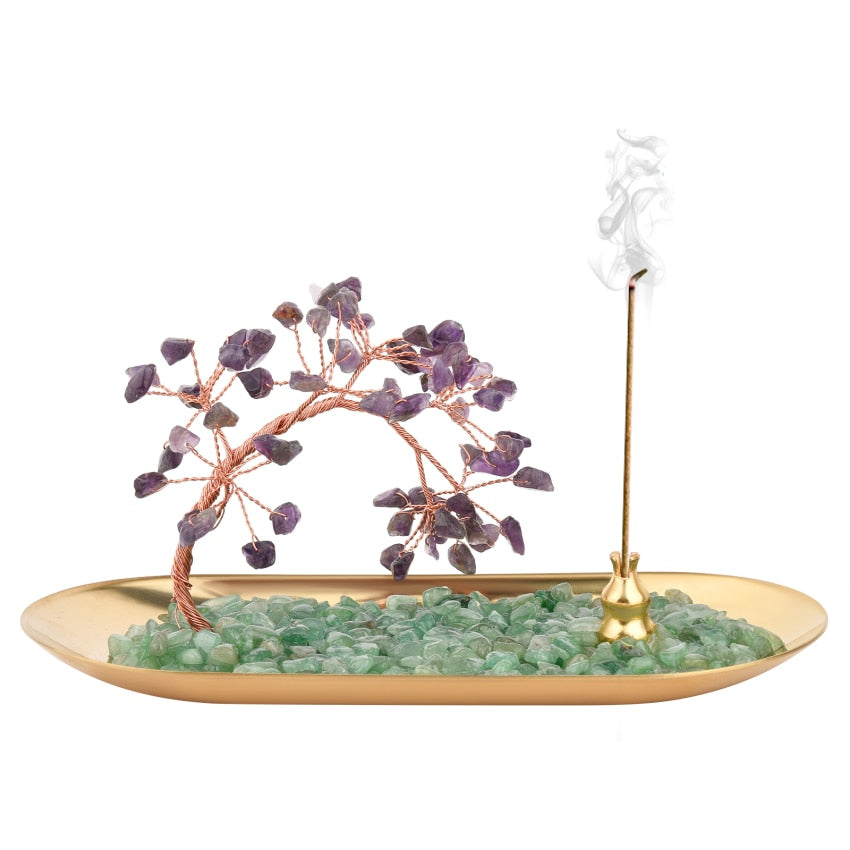 Incense Holder Crystal Incense Burner Holder 7 Chakra Crystal Incense Sticks Holder Incense Trays for Wealth & Luck Home Garden acacuss