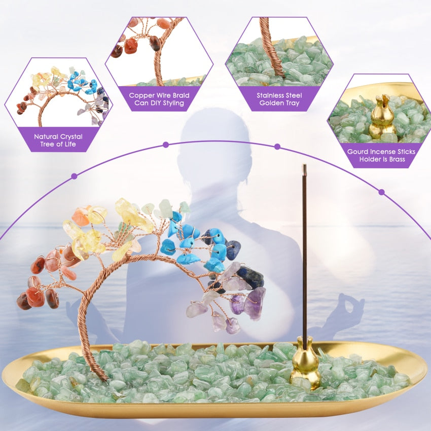 Incense Holder Crystal Incense Burner Holder 7 Chakra Crystal Incense Sticks Holder Incense Trays for Wealth & Luck Home Garden acacuss