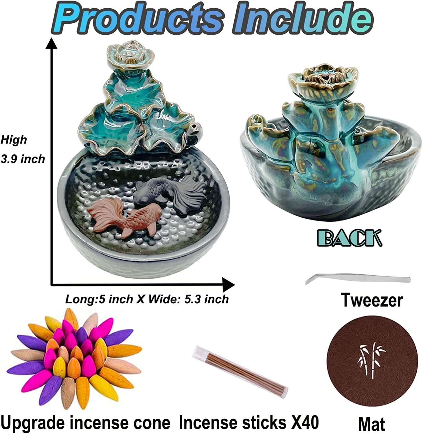 Incense Waterfall - Incense Burner for Cones Fish - acacuss