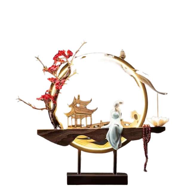 Waterfall Backflow Incense Burner Ladies Buddha Home Decoration Elk - Incense Stick Holder Buddha Decoration Ceramic Burner Handmade Flower - ACACUSS