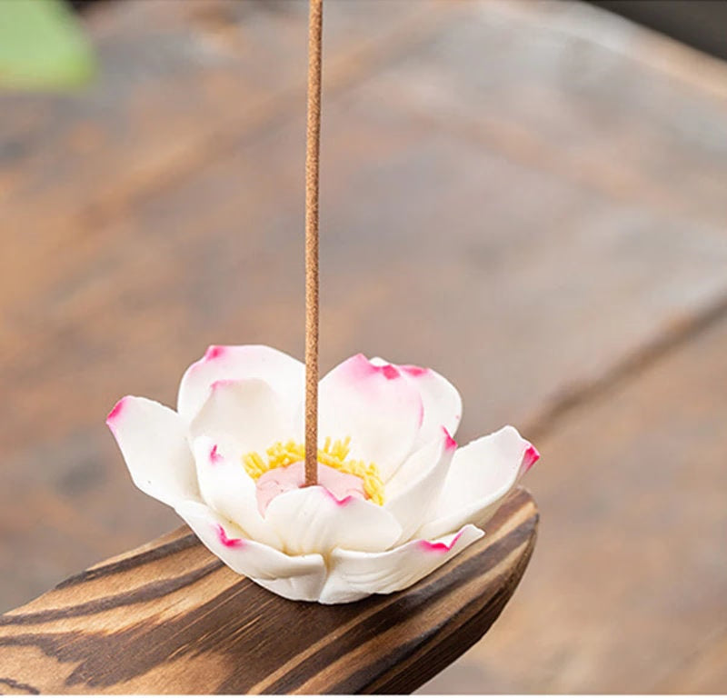 Waterfall Backflow Incense Burner Ladies Buddha Home Decoration Elk - Incense Stick Holder Buddha Decoration Ceramic Burner Handmade Flower - ACACUSS