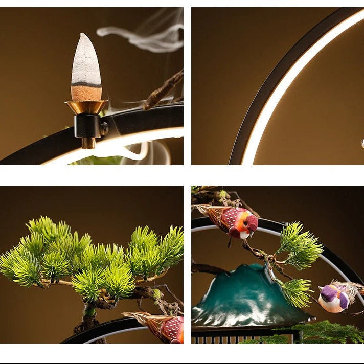 ACACUSS Ceramic Lotus Incense Burner Led Lamp Circulating Water Ornaments Make Money Modern Rockery Fountain Fish - ACACUSS