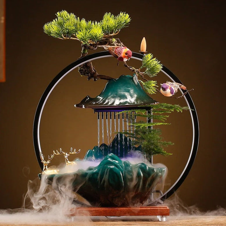 ACACUSS Ceramic Lotus Incense Burner Led Lamp Circulating Water Ornaments Make Money Modern Rockery Fountain Fish - ACACUSS