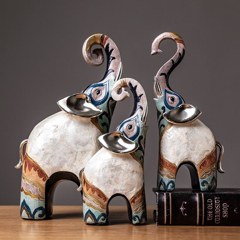 India Style Sculpture Resin Animal Modern Elephant Statues Office Desktop Home Room Decoration Figurine Retro Figures Decorative acacuss