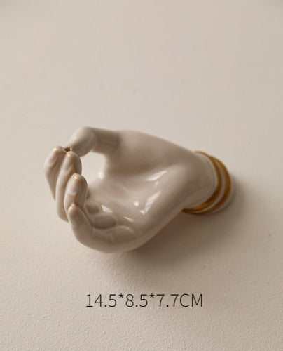 Innovative Burning Three-dimensional Palm-hand Making Kiln-changing Glazed Ceramic Incense Insert Jewelry Storage Tray Ornaments acacuss