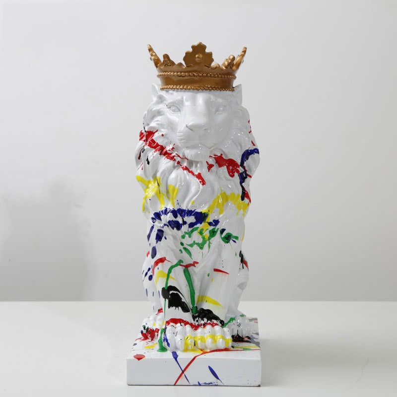 Ins Splash Color Crown Lion Statue Resin Handicrafts Home Furnishing Ornaments Home Entrance Decoration Small Ornaments Gift acacuss