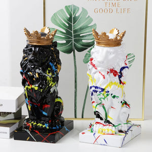 Ins Splash Color Crown Lion Statue Resin Handicrafts Home Furnishing Ornaments Home Entrance Decoration Small Ornaments Gift acacuss