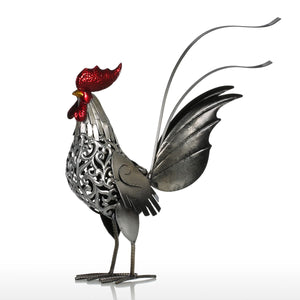 Iron Chicken Figure Cockerel Statues Sculptures Seater Outdoor Backyard Decor Rooster Figurines Garden Ladder Art Crafts acacuss