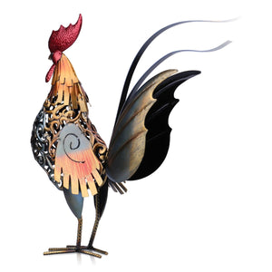 Iron Chicken Figure Cockerel Statues Sculptures Seater Outdoor Backyard Decor Rooster Figurines Garden Ladder Art Crafts acacuss