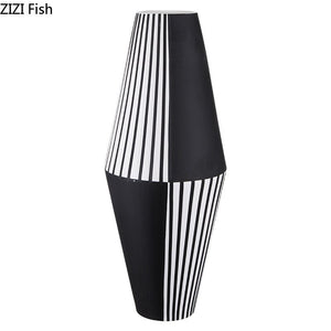 Irregular Black White Striped Vase Flower Arrangement Container Countertop Ceramic Hydroponic Flower Vase Home Decoration Crafts acacuss