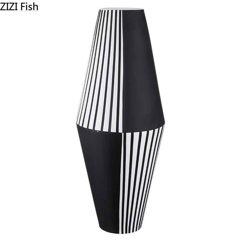 Irregular Black White Striped Vase Flower Arrangement Container Countertop Ceramic Hydroponic Flower Vase Home Decoration Crafts acacuss