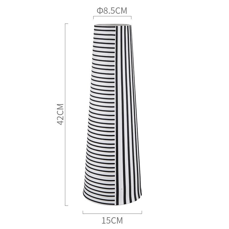 Irregular Black White Striped Vase Flower Arrangement Container Countertop Ceramic Hydroponic Flower Vase Home Decoration Crafts acacuss