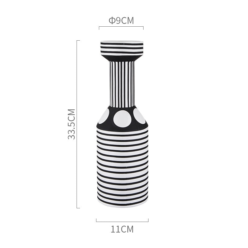Irregular Black White Striped Vase Flower Arrangement Container Countertop Ceramic Hydroponic Flower Vase Home Decoration Crafts acacuss