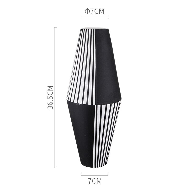 Irregular Black White Striped Vase Flower Arrangement Container Countertop Ceramic Hydroponic Flower Vase Home Decoration Crafts acacuss