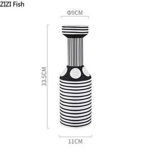 Irregular Black White Striped Vase Flower Arrangement Container Countertop Ceramic Hydroponic Flower Vase Home Decoration Crafts acacuss