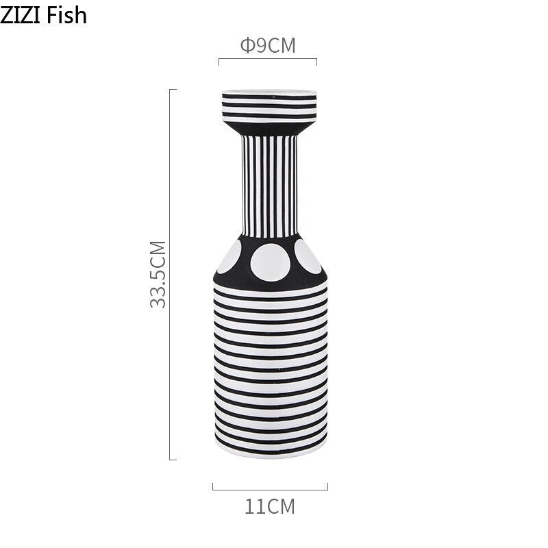 Irregular Black White Striped Vase Flower Arrangement Container Countertop Ceramic Hydroponic Flower Vase Home Decoration Crafts acacuss