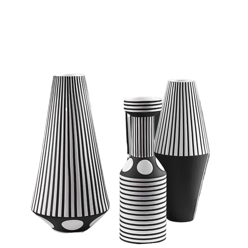 Irregular Black White Striped Vase Flower Arrangement Container Countertop Ceramic Hydroponic Flower Vase Home Decoration Crafts acacuss