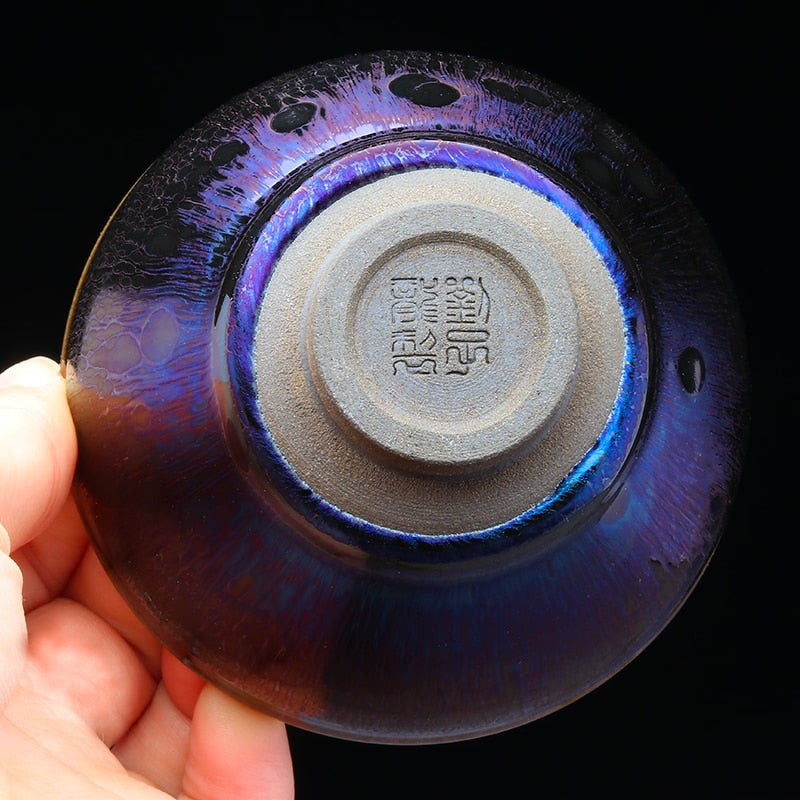 JIANZHAN Tenmoku Tea Cups Glorious Color Change by famous potter Zilong Liu Fired in Kiln Ceramic Tea Bowl Drinkware Gift Box acacuss