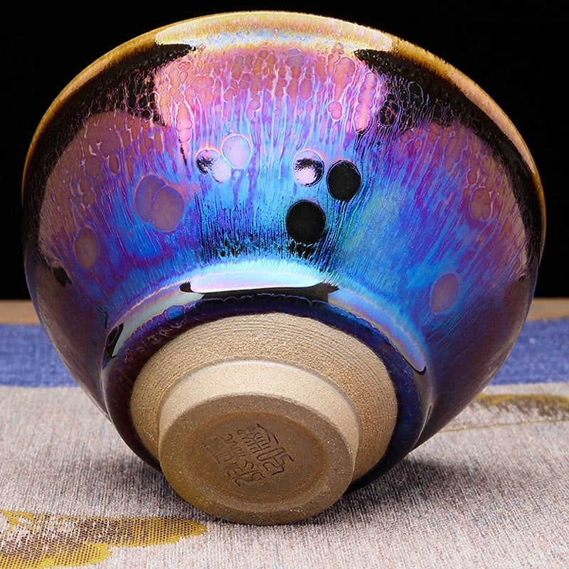JIANZHAN Tenmoku Tea Cups Glorious Color Change by famous potter Zilong Liu Fired in Kiln Ceramic Tea Bowl Drinkware Gift Box acacuss