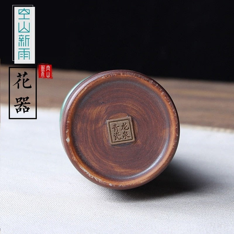 JINGDEZHEN Celadon Vase Chinese Ceramic Decoration Simple Long Flower Vase Home Decor Bone china Vase flower decoration acacuss
