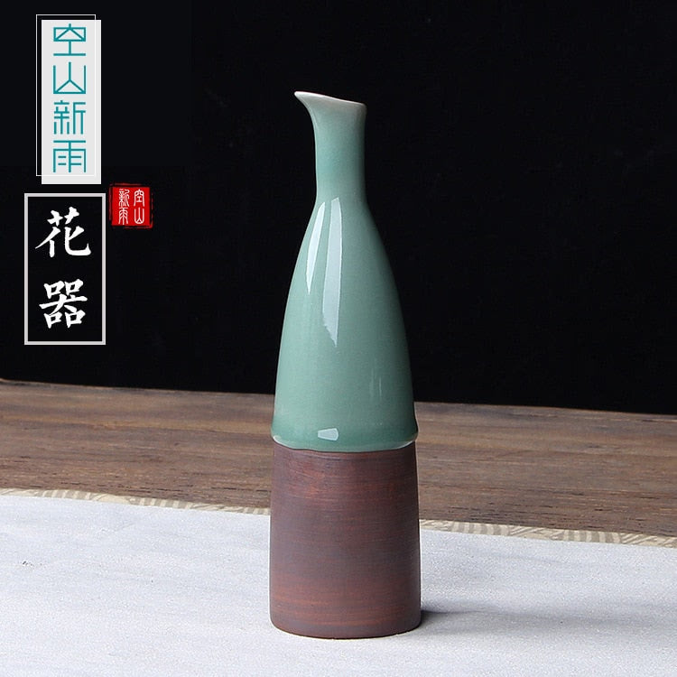 JINGDEZHEN Celadon Vase Chinese Ceramic Decoration Simple Long Flower Vase Home Decor Bone china Vase flower decoration acacuss