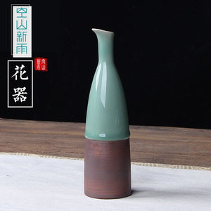 JINGDEZHEN Celadon Vase Chinese Ceramic Decoration Simple Long Flower Vase Home Decor Bone china Vase flower decoration acacuss