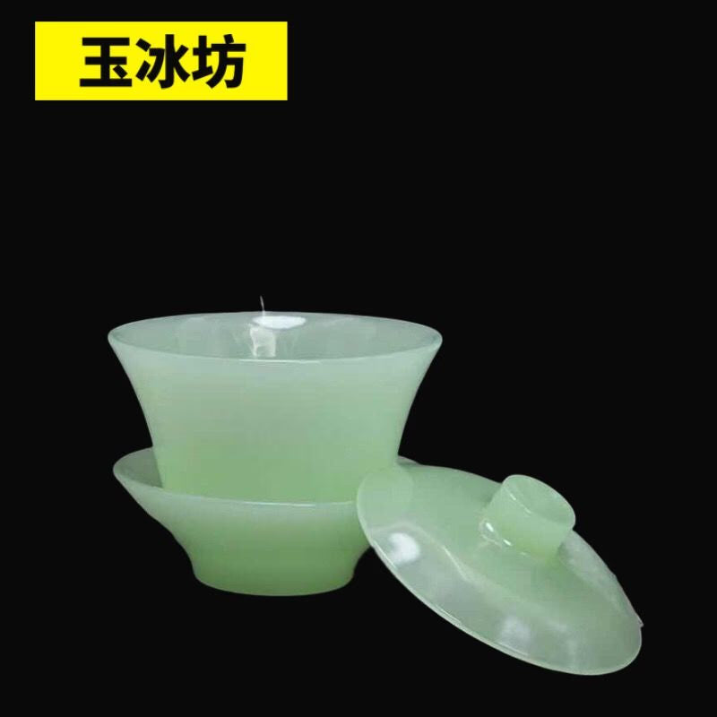 Jade Tea Tureen Teacup for Making Tea Heat-resistant Tea Set Chinese Kung Fu Gaiwan Tea Maker Lid Bowl with Saucer Tea Brew acacuss