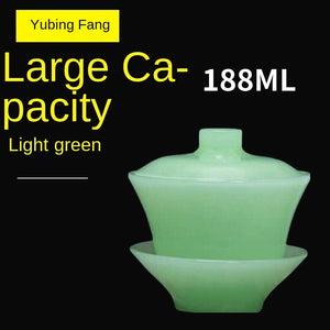 Jade Tea Tureen Teacup for Making Tea Heat-resistant Tea Set Chinese Kung Fu Gaiwan Tea Maker Lid Bowl with Saucer Tea Brew acacuss