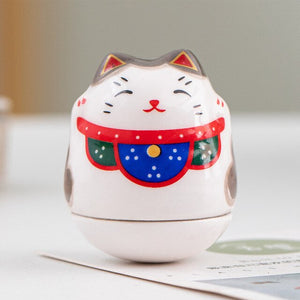 Japanese Ceramic Daruma Crafts Cartoon Lucky Cat Fortune Ornament Landscape Home Decor Accessories Gifts Living Room Decoration acacuss