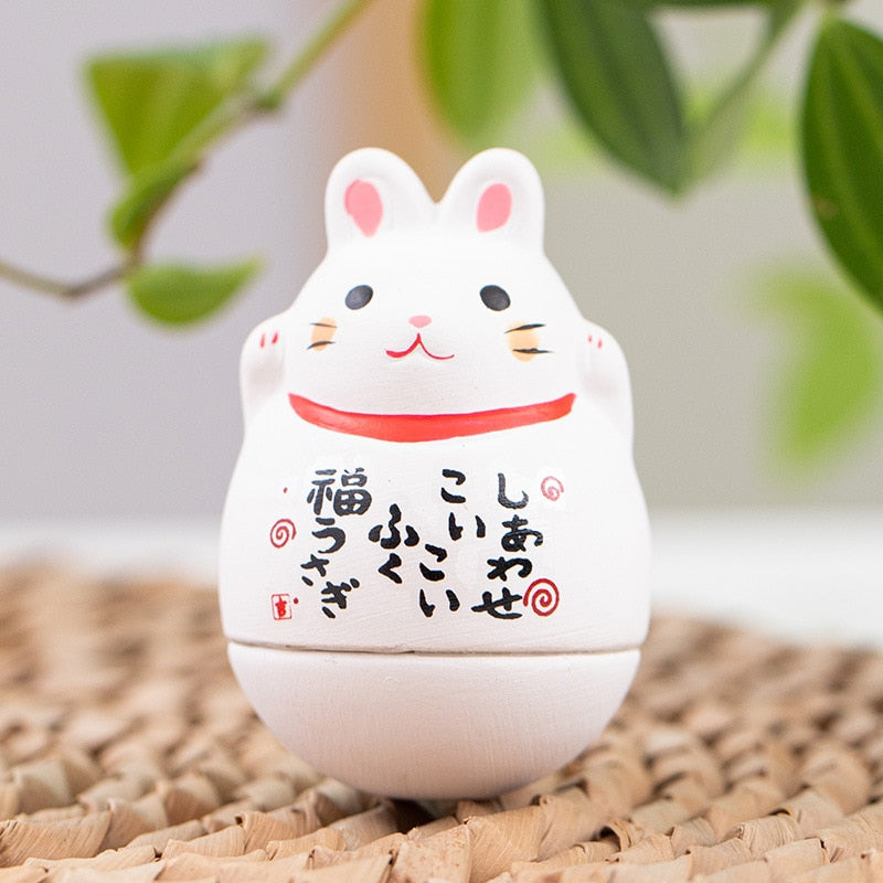 Japanese Ceramic Daruma Crafts Cartoon Lucky Cat Fortune Ornament Landscape Home Decor Accessories Gifts Living Room Decoration acacuss