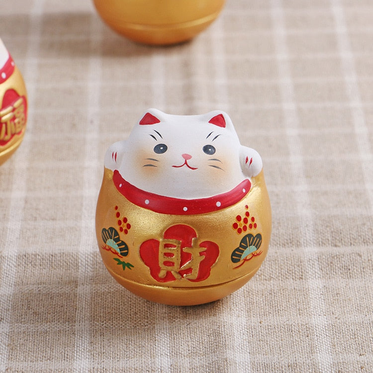 Japanese Ceramic Daruma Crafts Cartoon Lucky Cat Fortune Ornament Landscape Home Decor Accessories Gifts Living Room Decoration acacuss